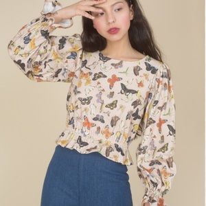 Samantha Pleet Cloud pink butterfly print shirt XS